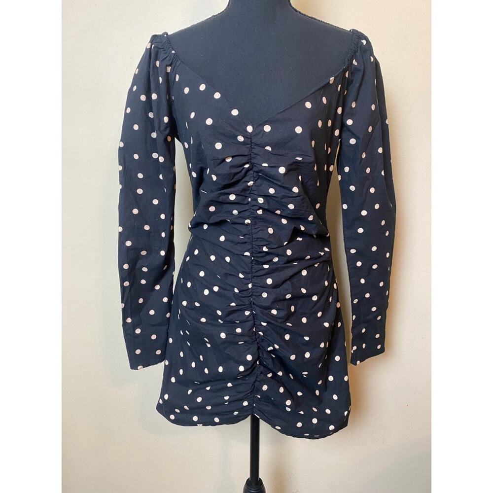 ASOS Sweetheart Neck Ruched Dress polka dot size 6